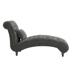 Cartia Tufted Accent Chair and Chaise Lounge with Nailhead Trim Hardwood Frame