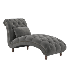 Cartia Tufted Accent Chair and Chaise Lounge with Nailhead Trim Hardwood Frame