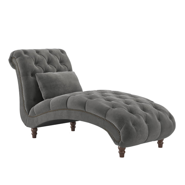 Cartia Tufted Accent Chair and Chaise Lounge with Nailhead Trim Hardwood Frame