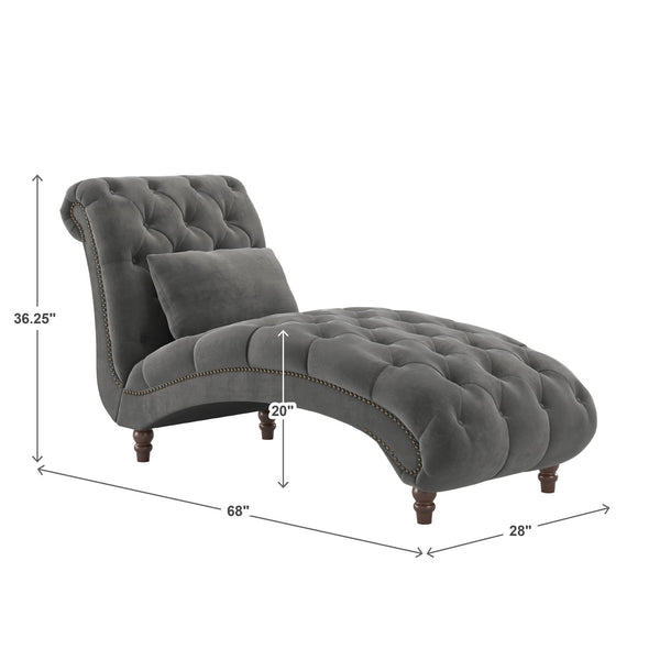 Cartia Tufted Accent Chair and Chaise Lounge with Nailhead Trim Hardwood Frame