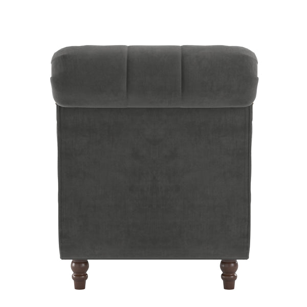 Cartia Tufted Accent Chair and Chaise Lounge with Nailhead Trim Hardwood Frame