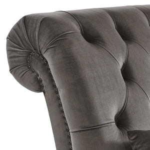 Cartia Tufted Accent Chair and Chaise Lounge with Nailhead Trim Hardwood Frame