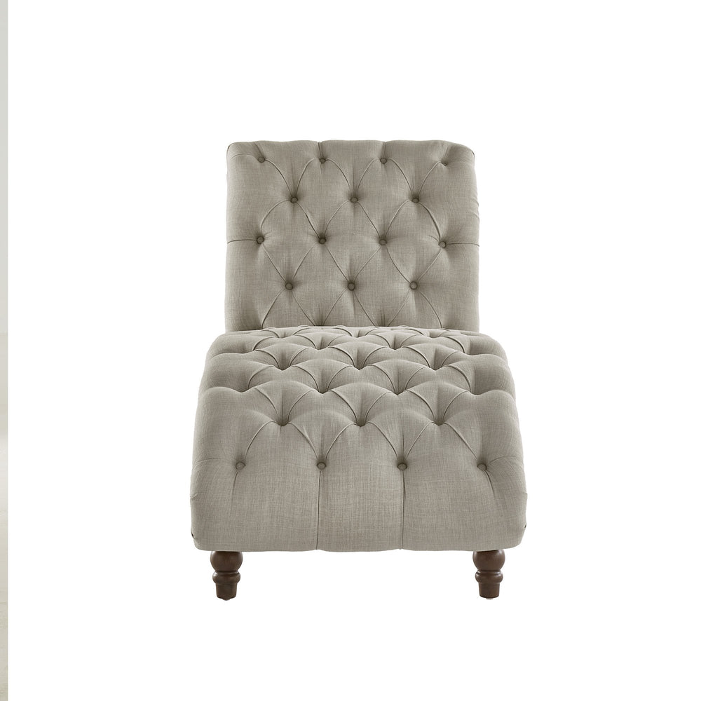 Homelegance Cartia Tufted Accent Chair and Chaise Lounge with Nailhead Trim Hardwood Frame Espresso / Grey Linen E208LG-GL(N1)