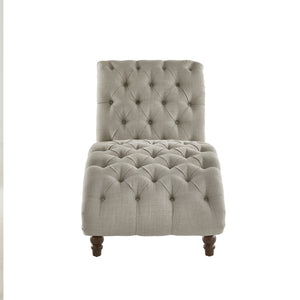 Homelegance Cartia Tufted Accent Chair and Chaise Lounge with Nailhead Trim Hardwood Frame Espresso / Grey Linen E208LG-GL(N1)