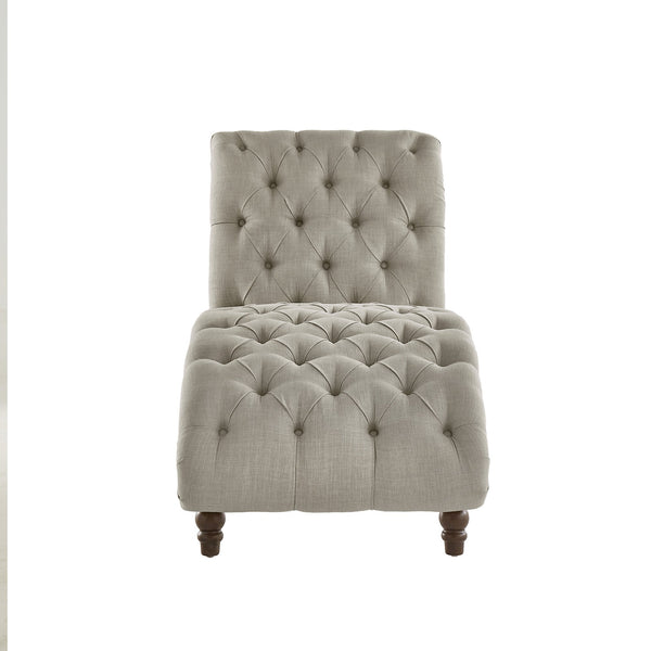 Homelegance Cartia Tufted Accent Chair and Chaise Lounge with Nailhead Trim Hardwood Frame Espresso / Grey Linen E208LG-GL(N1)
