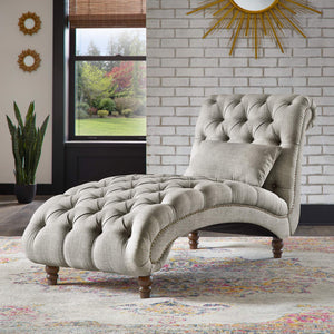 Cartia Tufted Accent Chair and Chaise Lounge with Nailhead Trim Hardwood Frame