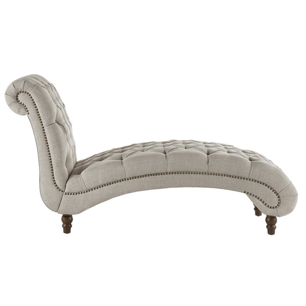 Cartia Tufted Accent Chair and Chaise Lounge with Nailhead Trim Hardwood Frame
