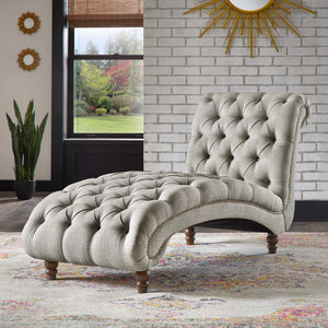 Cartia Tufted Accent Chair and Chaise Lounge with Nailhead Trim Hardwood Frame