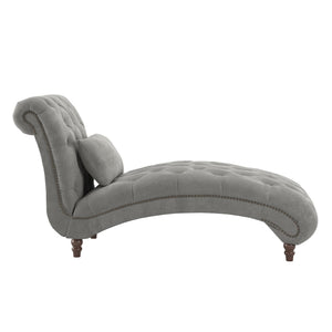 Cartia Tufted Accent Chair and Chaise Lounge with Nailhead Trim Hardwood Frame