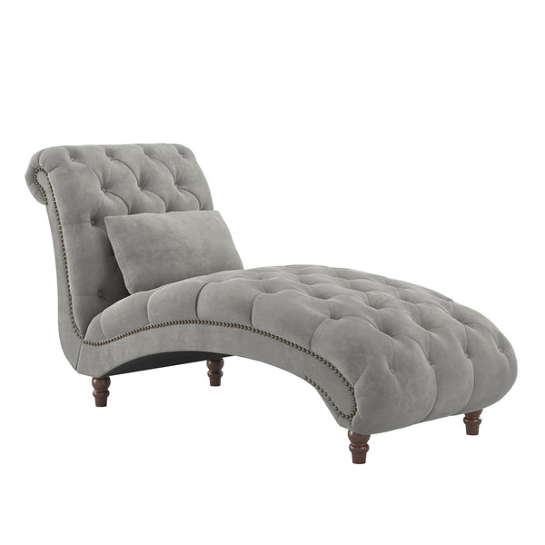 Cartia Tufted Accent Chair and Chaise Lounge with Nailhead Trim Hardwood Frame
