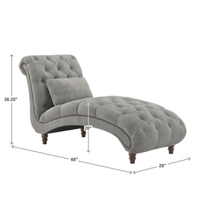 Cartia Tufted Accent Chair and Chaise Lounge with Nailhead Trim Hardwood Frame