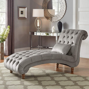 Cartia Tufted Accent Chair and Chaise Lounge with Nailhead Trim Hardwood Frame