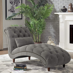 Cartia Tufted Accent Chair and Chaise Lounge with Nailhead Trim Hardwood Frame