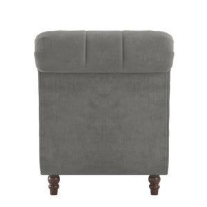Cartia Tufted Accent Chair and Chaise Lounge with Nailhead Trim Hardwood Frame