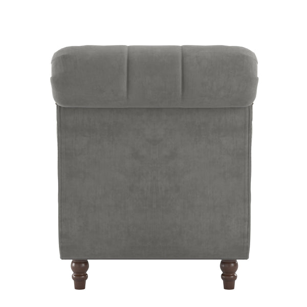 Cartia Tufted Accent Chair and Chaise Lounge with Nailhead Trim Hardwood Frame