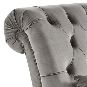 Cartia Tufted Accent Chair and Chaise Lounge with Nailhead Trim Hardwood Frame