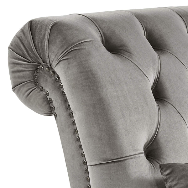 Cartia Tufted Accent Chair and Chaise Lounge with Nailhead Trim Hardwood Frame