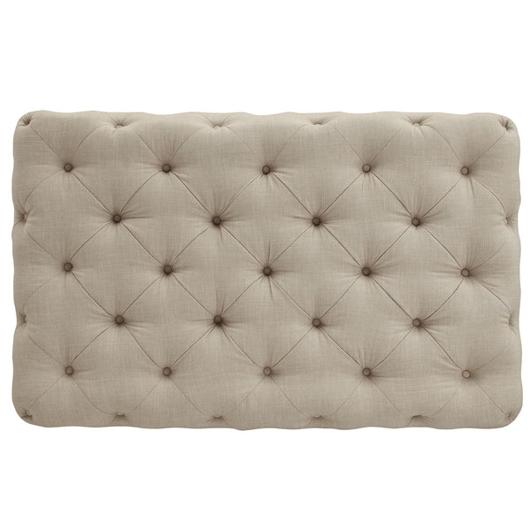 Cartia Button Tufted Linen Cocktail Ottoman with Casters for Living Room