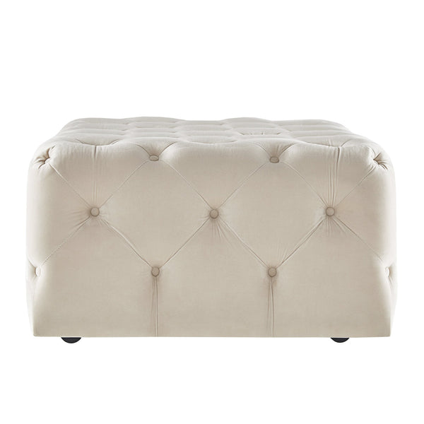 Cartia Tufted Fabric Ottoman Versatile Beige Footrest for Any Room