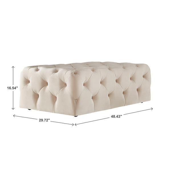 Cartia Tufted Fabric Ottoman Versatile Beige Footrest for Any Room