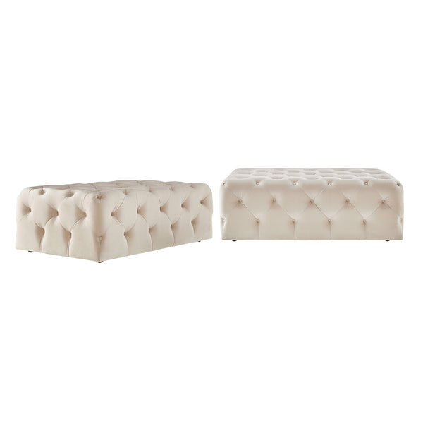 Cartia Tufted Fabric Ottoman Versatile Beige Footrest for Any Room