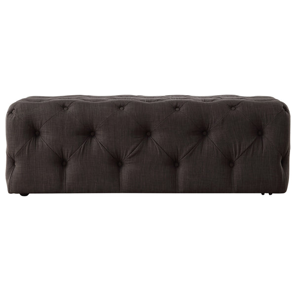Homelegance Cartia Button Tufted Linen Cocktail Ottoman with Casters for Living Room Dark Grey E208OT-DGL(3A)