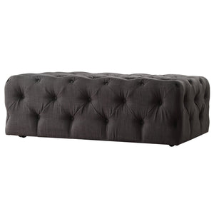 Cartia Button Tufted Linen Cocktail Ottoman with Casters for Living Room