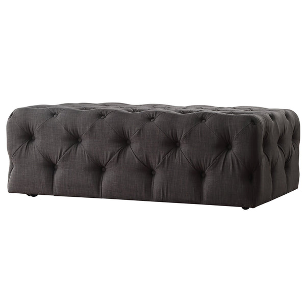 Cartia Button Tufted Linen Cocktail Ottoman with Casters for Living Room