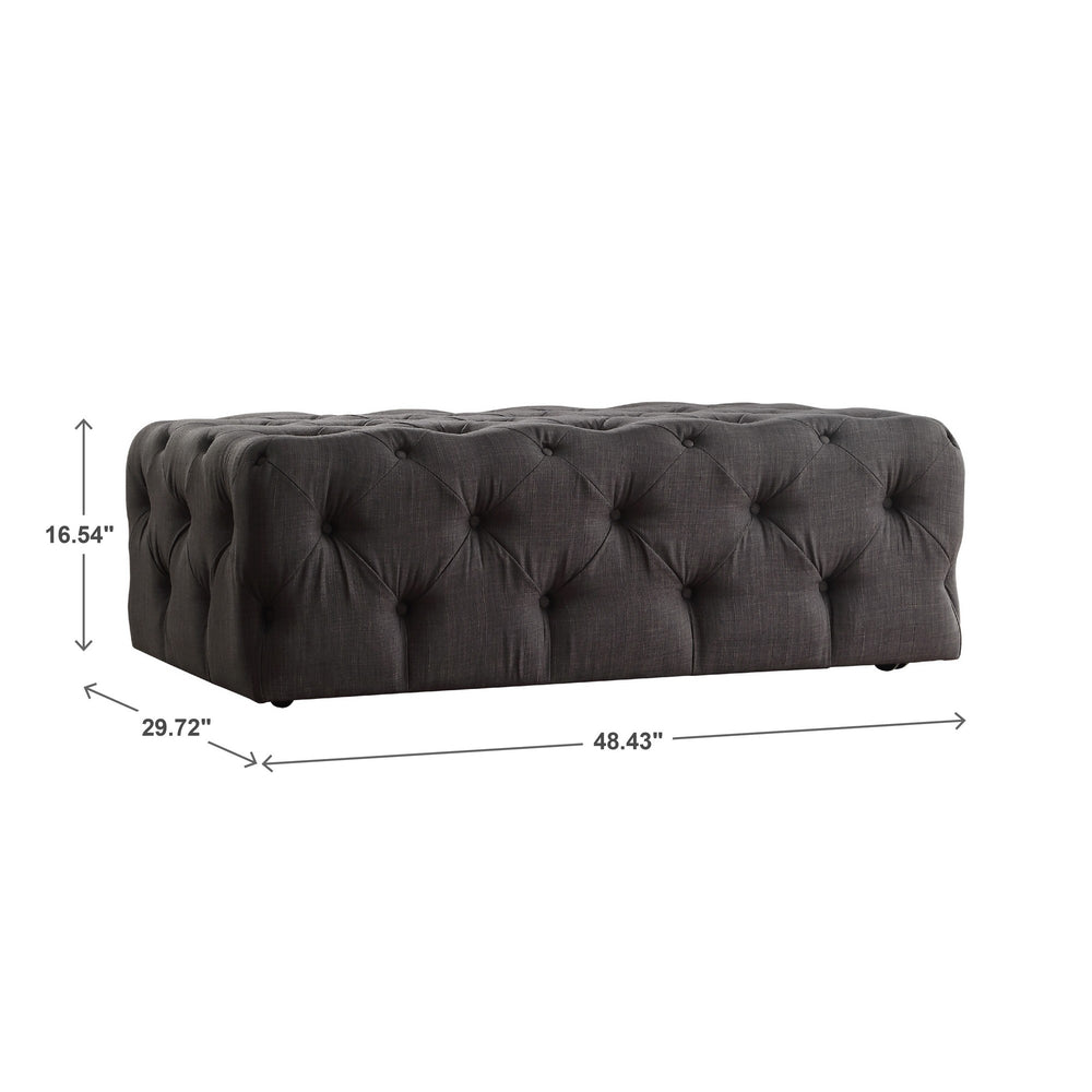 Homelegance Cartia Button Tufted Linen Cocktail Ottoman with Casters for Living Room Dark Grey E208OT-DGL(3A)