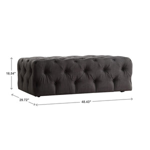 Cartia Button Tufted Linen Cocktail Ottoman with Casters for Living Room