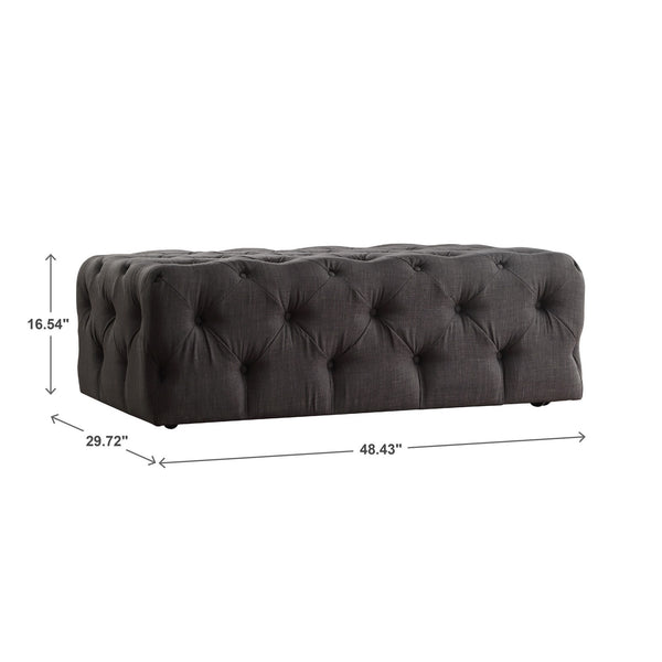 Cartia Button Tufted Linen Cocktail Ottoman with Casters for Living Room
