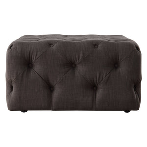 Cartia Button Tufted Linen Cocktail Ottoman with Casters for Living Room