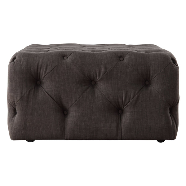 Cartia Button Tufted Linen Cocktail Ottoman with Casters for Living Room