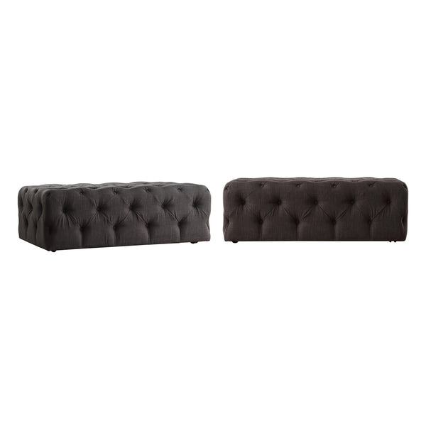 Cartia Button Tufted Linen Cocktail Ottoman with Casters for Living Room