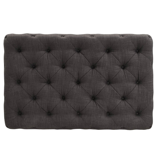 Cartia Button Tufted Linen Cocktail Ottoman with Casters for Living Room