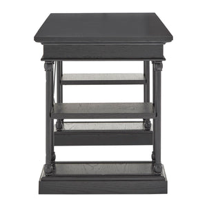 Deidrian Oak Veneer Writing Desk with Metal Frame Shelves and Keyboard Drawer