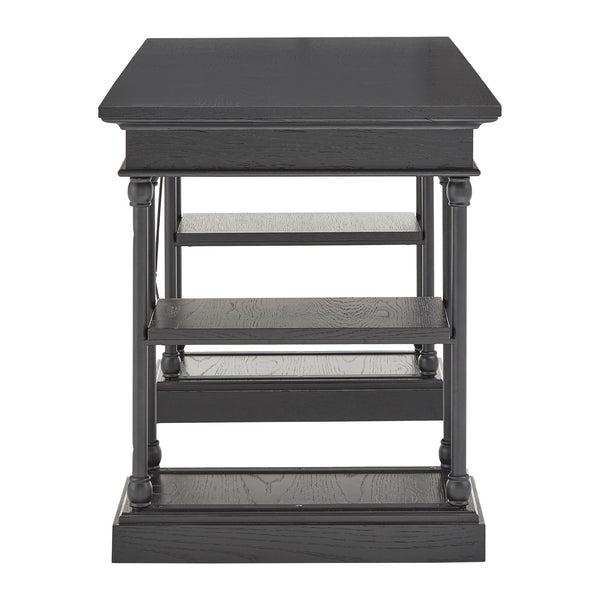 Deidrian Oak Veneer Writing Desk with Metal Frame Shelves and Keyboard Drawer