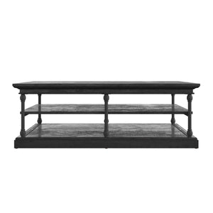Deidrian Rectangular Coffee Table with Open Shelf and Matte Metal Frame for Living Room