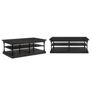 Deidrian Rectangular Coffee Table with Open Shelf and Matte Metal Frame for Living Room