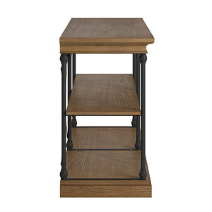 Deidrian Industrial Sofa Console Table with Open Shelves and Metal Frame for Living Room