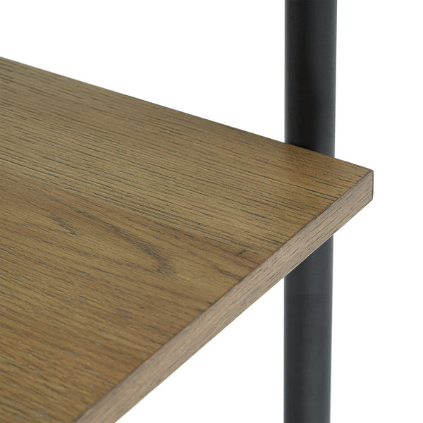 Deidrian 33 Inch Industrial Metal Frame Open Bookcase with Five Oak Veneer Shelves
