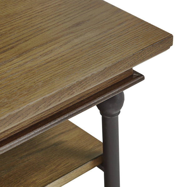 Deidrian Rectangular Coffee Table with Open Shelf and Matte Metal Frame for Living Room