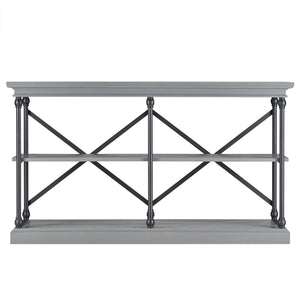 Homelegance Deidrian Industrial Sofa Console Table with Open Shelves and Metal Frame for Living Room Grey E296GA-05(N1)