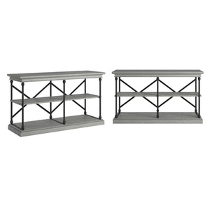 Deidrian Industrial Sofa Console Table with Open Shelves and Metal Frame for Living Room