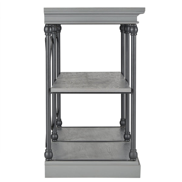 Deidrian Industrial Sofa Console Table with Open Shelves and Metal Frame for Living Room