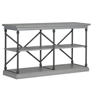 Deidrian Industrial Sofa Console Table with Open Shelves and Metal Frame for Living Room