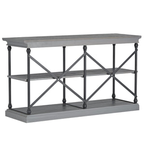 Deidrian Industrial Sofa Console Table with Open Shelves and Metal Frame for Living Room