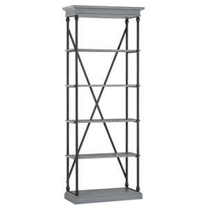 Deidrian 33 Inch Industrial Metal Frame Open Bookcase with Five Oak Veneer Shelves