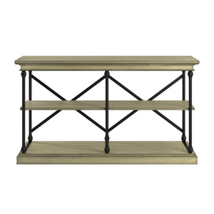 Deidrian Industrial Sofa Console Table with Open Shelves and Metal Frame for Living Room