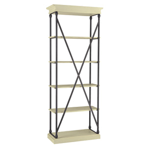 Deidrian 33 Inch Industrial Metal Frame Open Bookcase with Five Oak Veneer Shelves